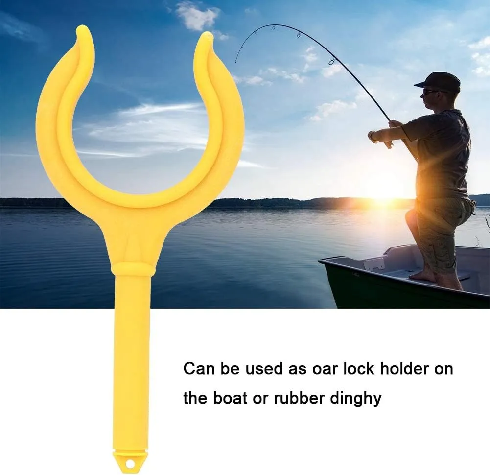 2Pcs Boat Oar Lock, Plastic Fishing Rod Holder Bracket Marine Rubber Dinghy Accessories Water Raft Kayak Canoe Oarlock Rowlock Horn Side Mount