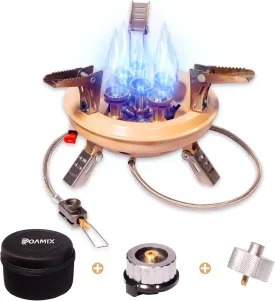 54,500 BTU Multi-Fuel Portable Camping Stove ?C 16,000W Collapsible Windproof Burner with Fuel Canister Adapter & Carrying Case for Outdoor Cooking, Backpacking & Emergency Use
