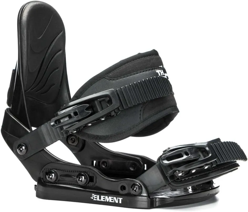 5th Element Stealth 3 Kids Snowboarding Bindings Package Kids Snowboard Boot Size 1-5-Universal Adjustment, Ratchet Straps and Mounting Disc -Beginner Entry Level Set-Mountain Snowboarding