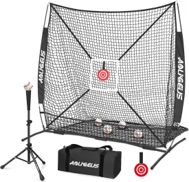 6'X6' Baseball Softball Practice Net with Batting Tee, Bonus Strike Zone Target and Bow Frame, for Hitting, Pitching, Catching