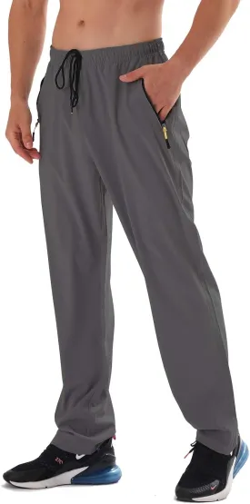 AIRIKE Men's Elastic Waist Hiking Pants Water Resistant Quick-Dry Lightweight Outdoor Sweatpants with Zipper Pockets