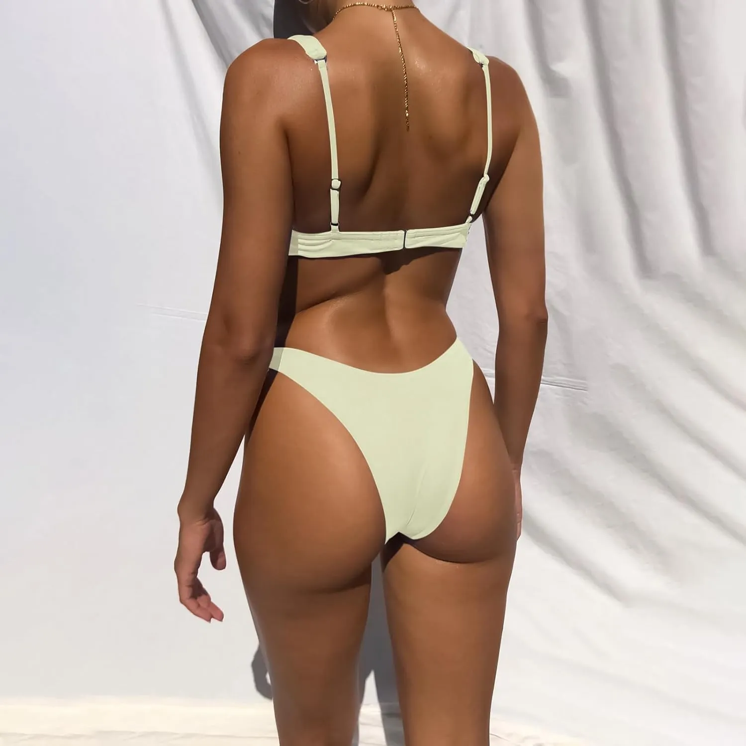 Bathing Suits for Women Deep V Neck Sexy Two Piece Bikini Sets for Women Thong Halter Cheeky Swimsuit