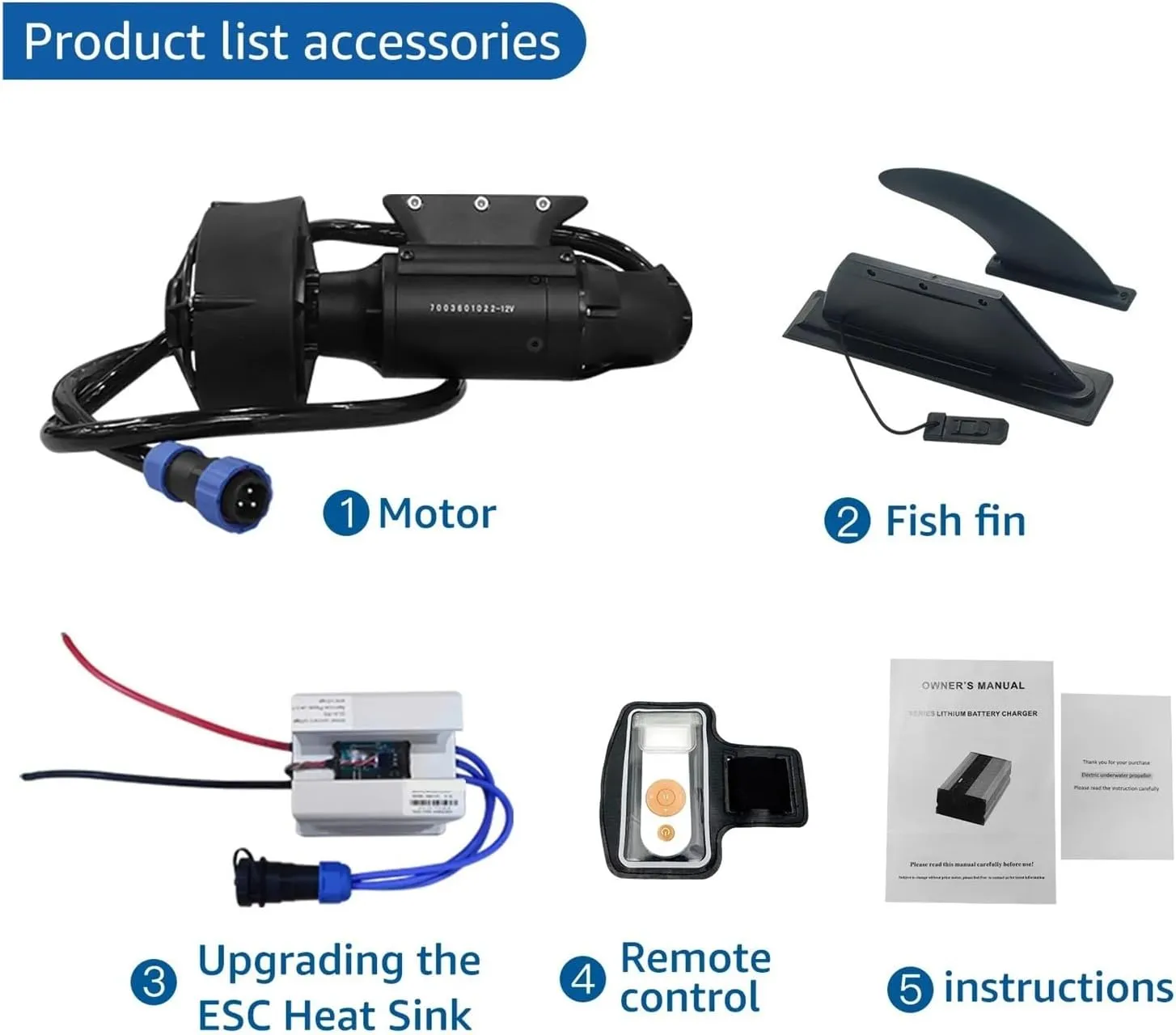 Battery Electric Fins Stand Up Paddle Board Propulsion Underwater Brushless Motor Surf Fishing Surfboard Propeller with Remote Control for Inflatable,Paddle Boards,Fishing Boats