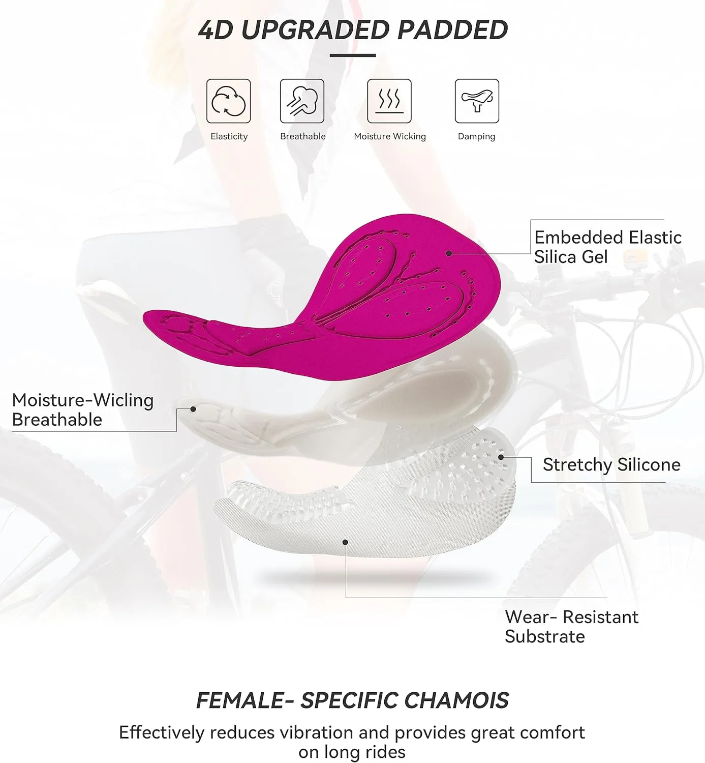 Bikewa Women's 4D Padded Bike Underwear Cycling Bicycle Shorts Biking Riding Briefs Biker Cycle Undershorts for Women