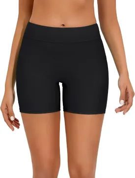 Bonneuitbebe Women's Swim Shorts High Waist Bathing Suit Bottoms UPF 50  Swimsuit Boy Shorts Bikini Board Shorts S-XXL