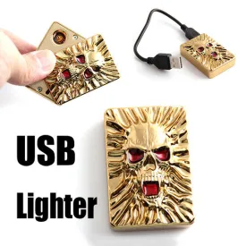 Electronic Skull Lighter USB Lighters & Smoking Accessories No Flame Windproof Rechargeable Fun Gadget Gifts For Man