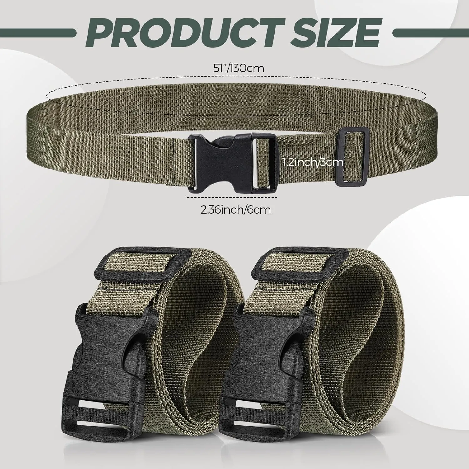 Hicarer 20 Pack Tactical Belt for Men Quick Release Work Tool Belt Military Nylon Straps with Buckle for Men Hunting Hiking