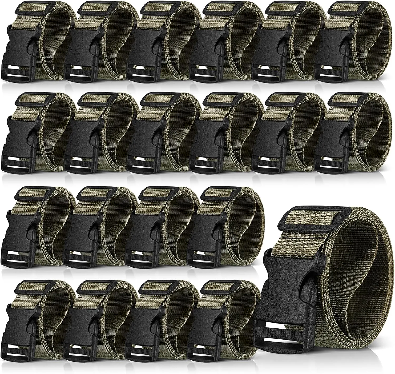 Hicarer 20 Pack Tactical Belt for Men Quick Release Work Tool Belt Military Nylon Straps with Buckle for Men Hunting Hiking