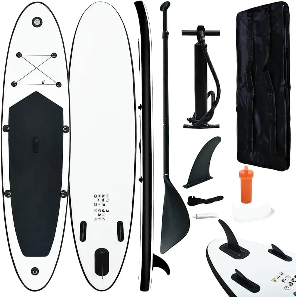 Inflatable Stand up Paddle Board Set Black and White,Sporting Goods,Outdoor Recreation,Boating & Water Sports,Surfing,Paddleboards,92729