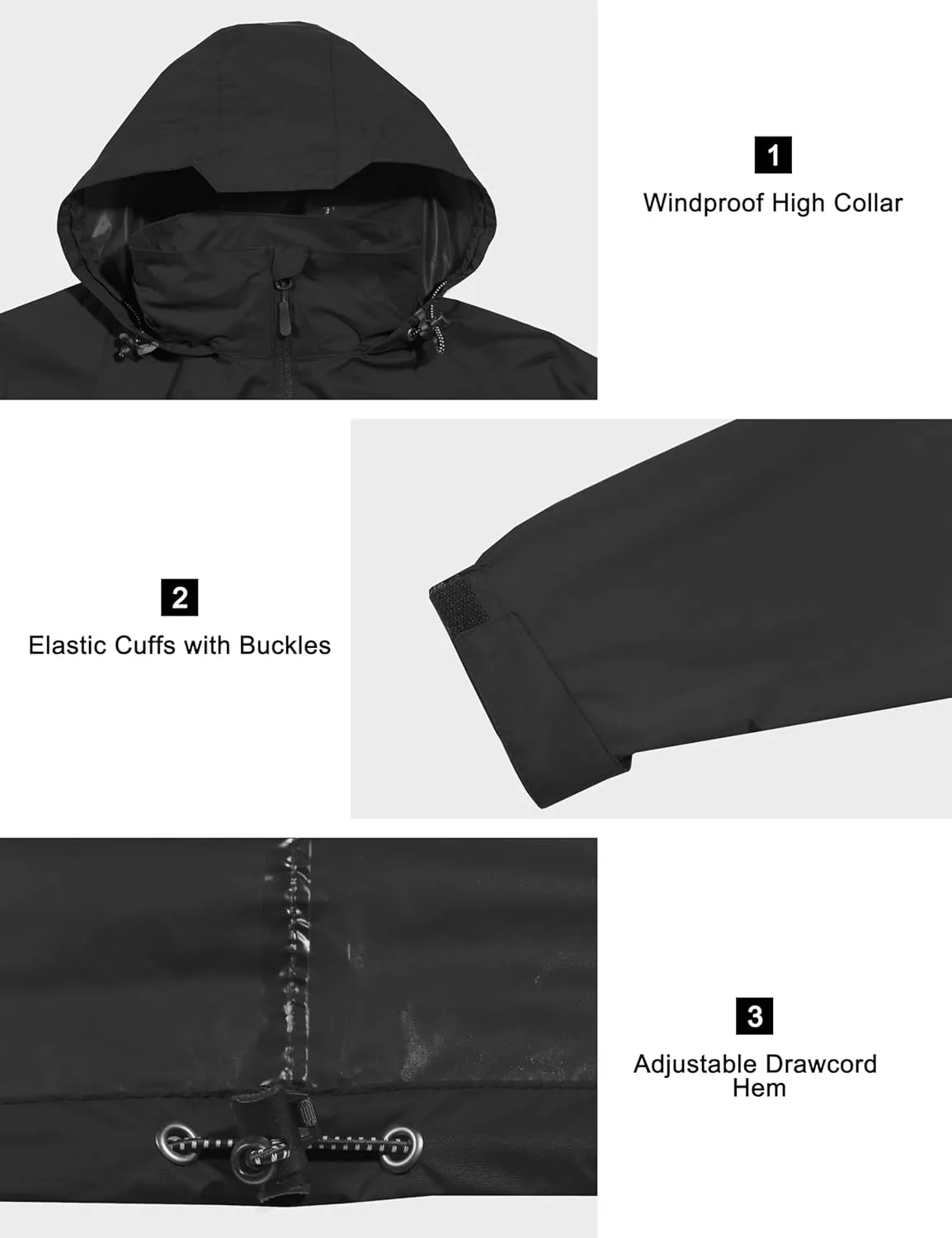 Little Donkey Andy Men's Waterproof Rain Jacket Lightweight Rain Shell Jacket Raincoat with Packable Hood