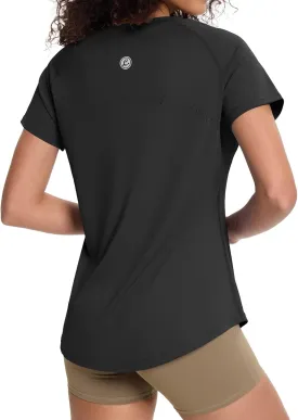 Loovoo Workout Tops for Women Loose Fit Breathable Activewear Cool Quick Dry Gym Athletic Tee Top