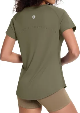 Loovoo Workout Tops for Women Loose Fit Breathable Activewear Cool Quick Dry Gym Athletic Tee Top
