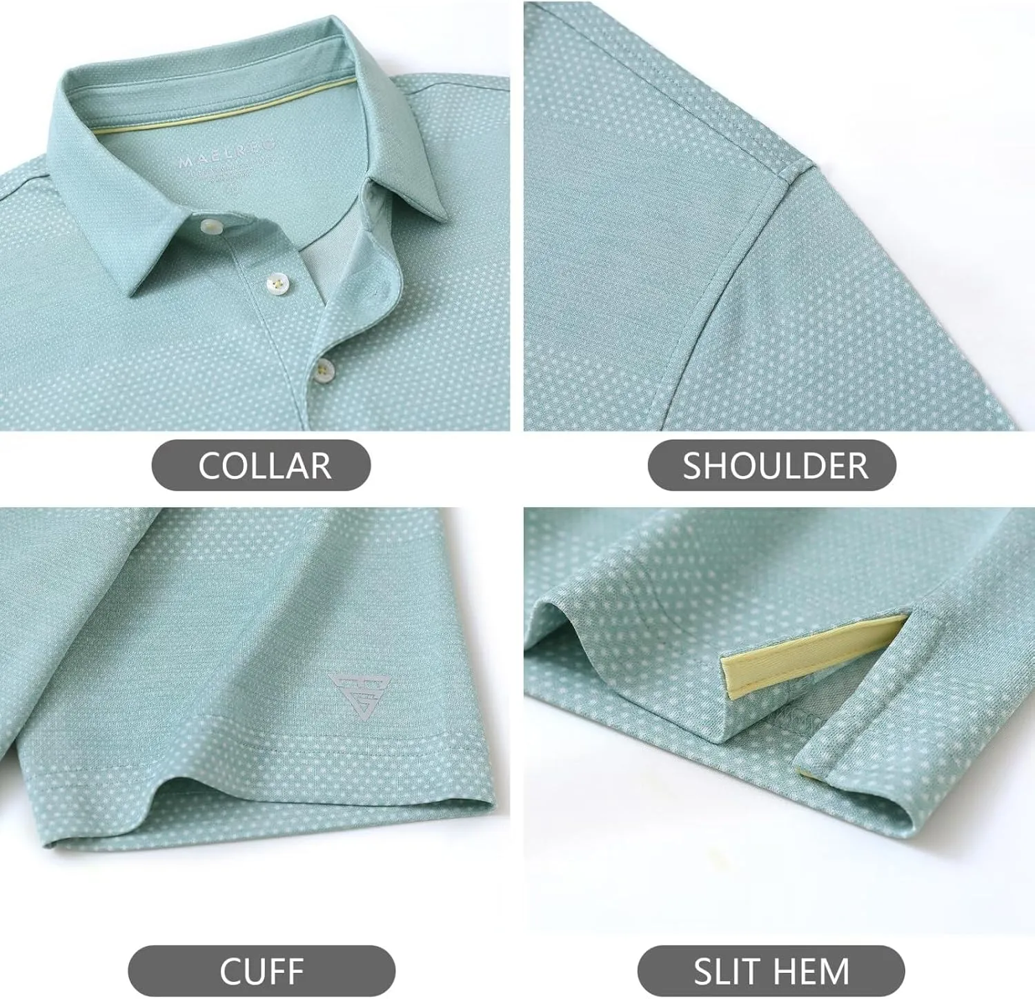 M MAELREG Mens Polo Shirts Short Sleeve Dry Fit Jacquard Performance Moisture Wicking Casual Pocket Golf Shirts for Men