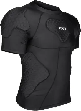 Mens Football Rib Protector with Pads Adult Protective Undershirt Heart Guard for Softball Rugby Lacrosse