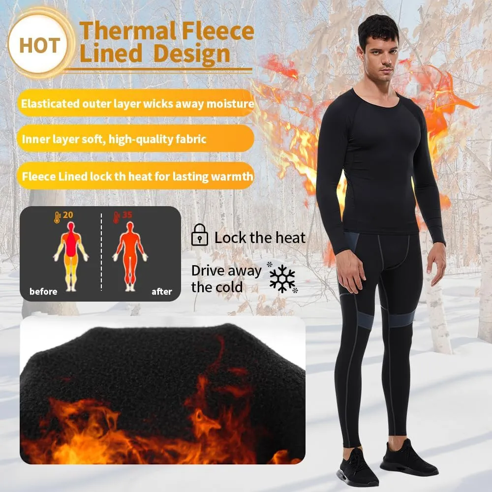 Mens Thermal Long Sleeve Shirts Compression Underwear Tops Keep Warm Base Layer Running Tops Gym Training Thermal T-Shirt