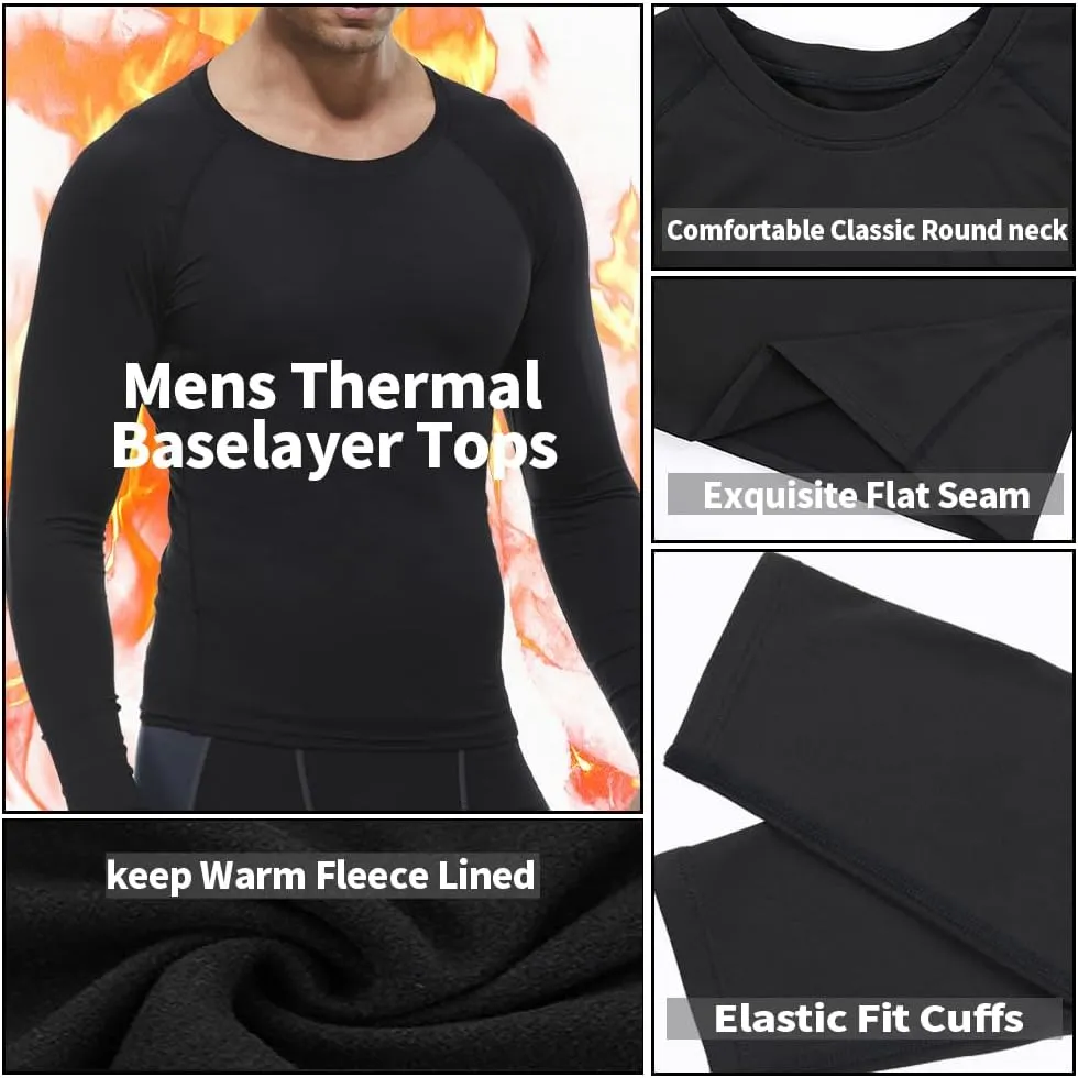 Mens Thermal Long Sleeve Shirts Compression Underwear Tops Keep Warm Base Layer Running Tops Gym Training Thermal T-Shirt