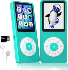 MP3 Player with 32GB TF Card,Built-in HD Speaker,Portable HiFi Music Player with Video/Voice Recorder/FM Radio/Photo Viewer/E-Book Player for Kids