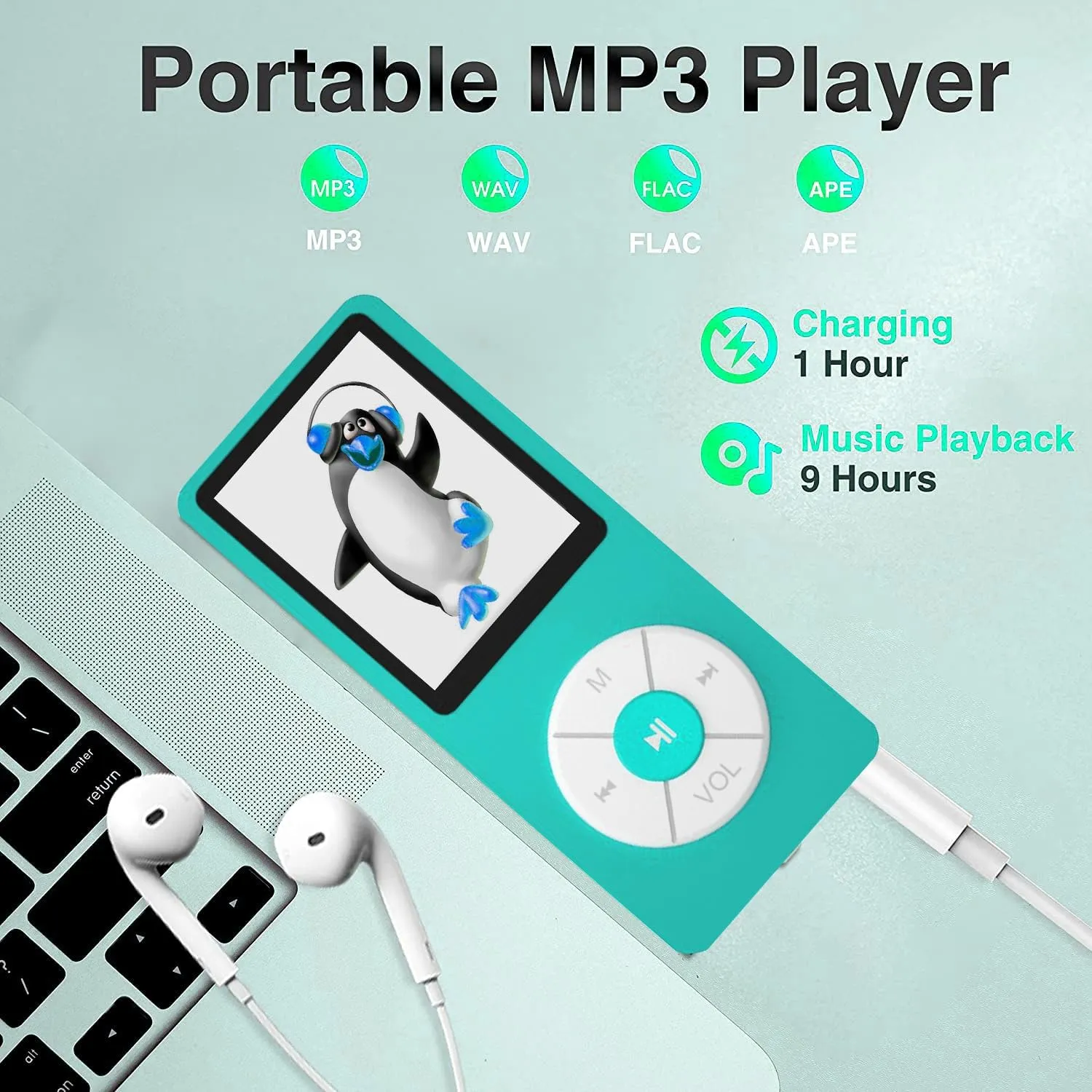 MP3 Player with 32GB TF Card,Built-in HD Speaker,Portable HiFi Music Player with Video/Voice Recorder/FM Radio/Photo Viewer/E-Book Player for Kids
