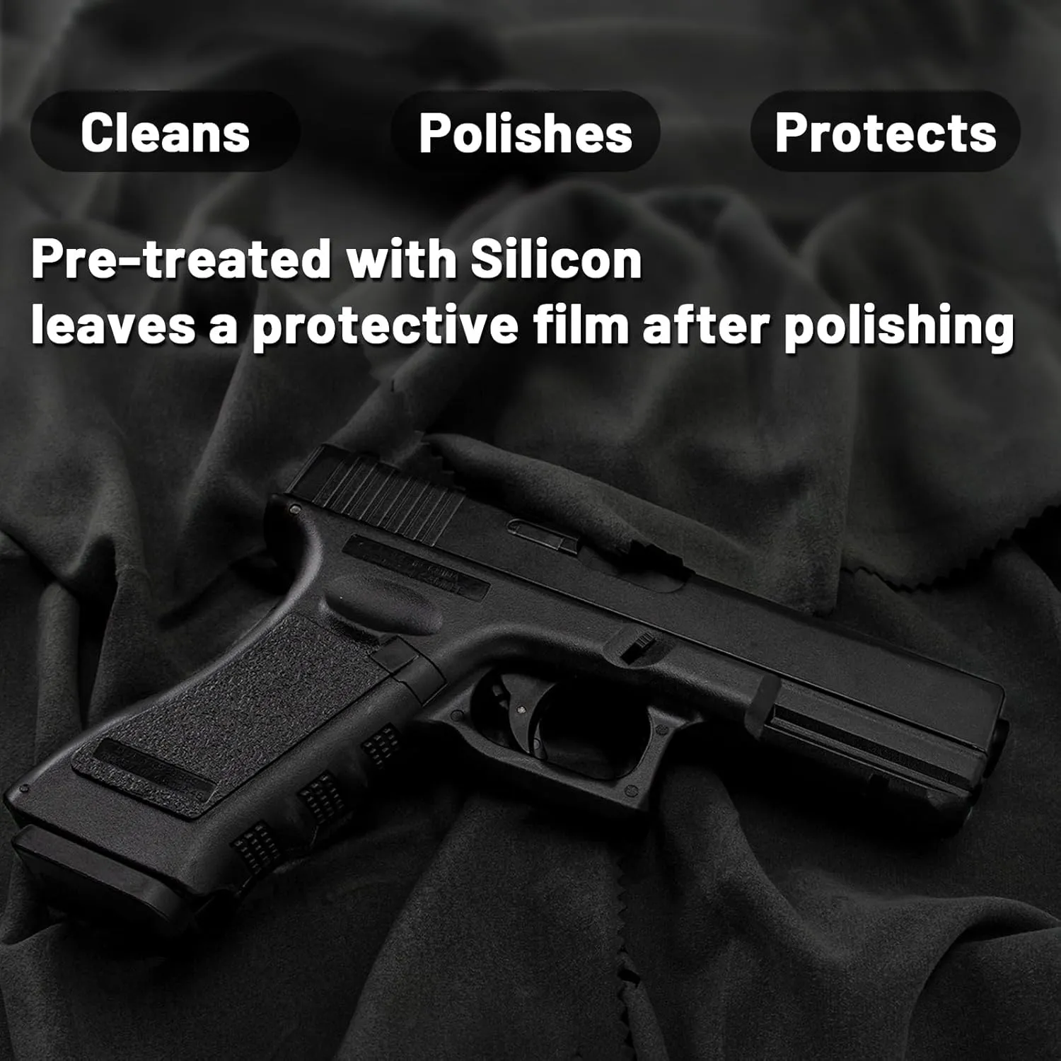 PINGMIC 12 ''12 '' Silicon Gun Cloth and Gun Cleaning Cloths, for Firearm Cleaning and Polishing - Lint-Free Gray Cloth