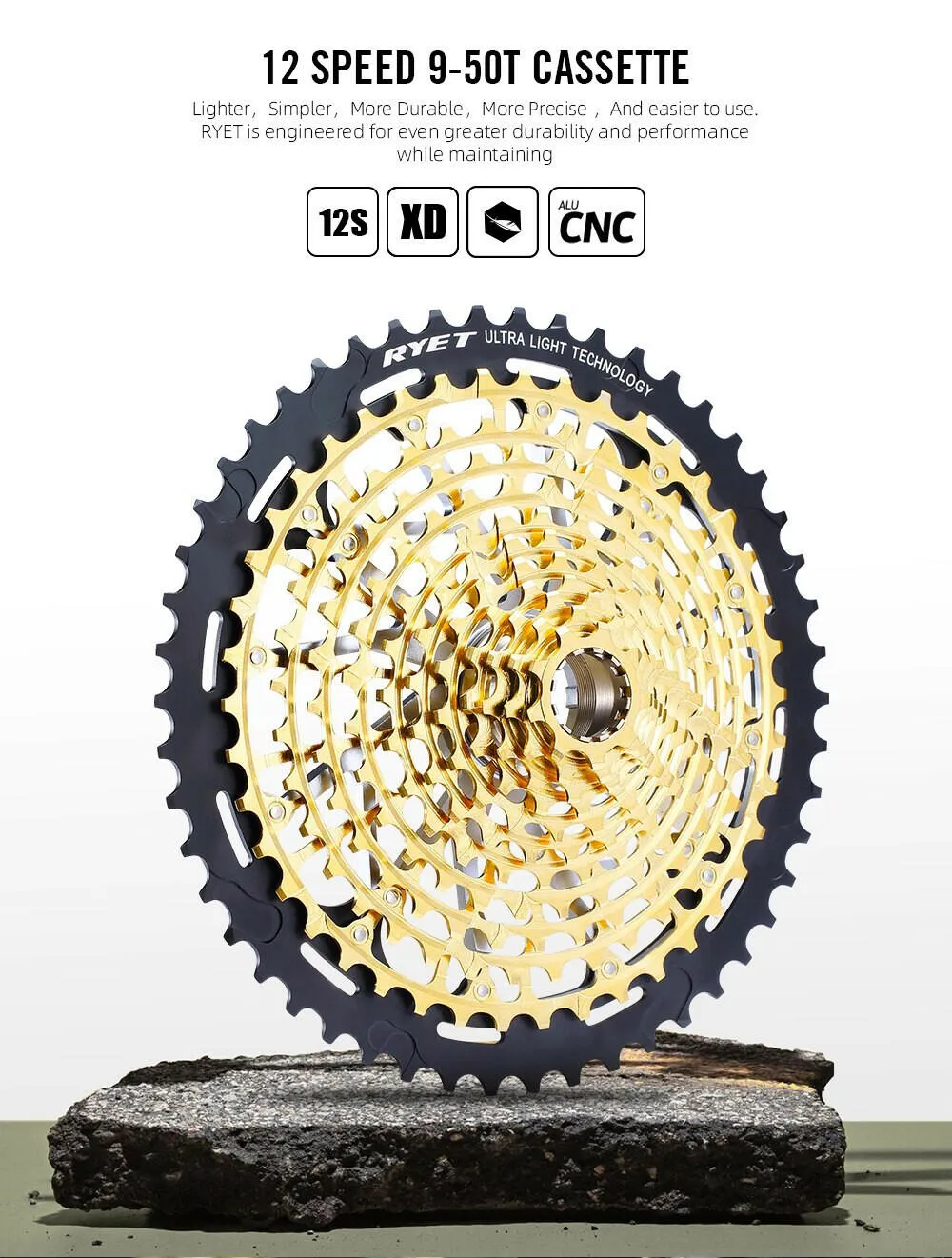 RYET Bicycle Freewheel 12S 11S 9-50T MTB Cassette XD Mountain Bike Cassette 9T to 50T Sprocket Bicycle Product Accessories
