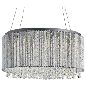 Searchlight 4048-8CC Beatty 8 Light Drum Pendant Chrome Clear Crystal