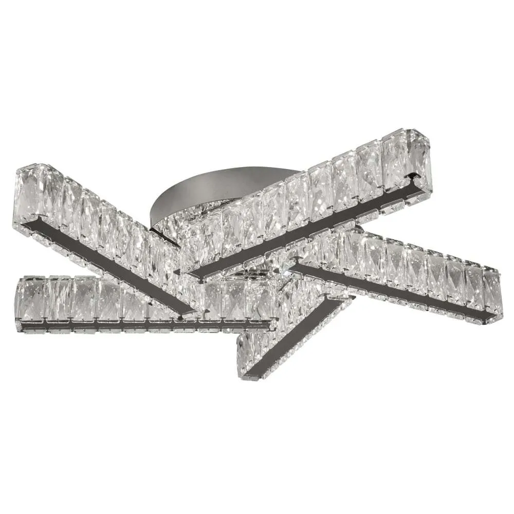 Searchlight 8125-5CC Clover - 5 Light Led Ceiling Flush Clear Crystal Chrome