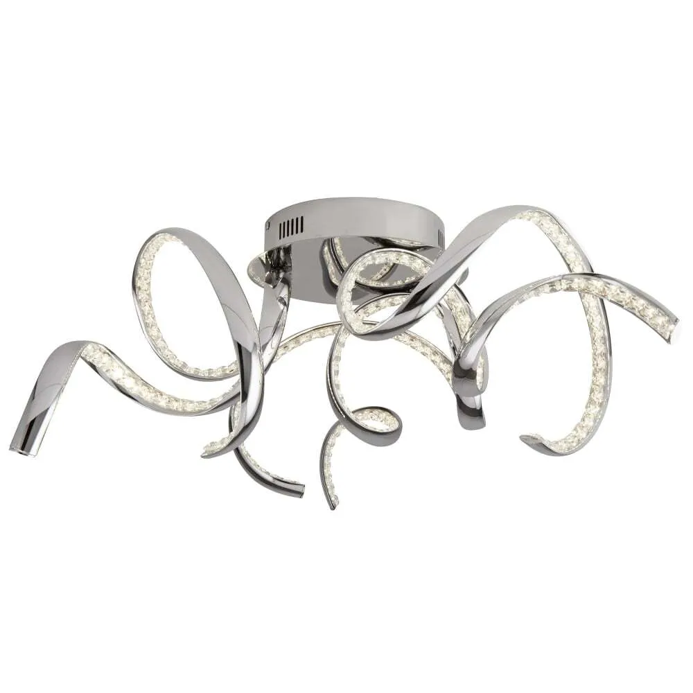 Searchlight 9233-3CC Twirls Ceiling Flush Chrome Clear Crystal