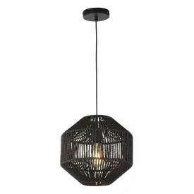 Searchlight Lighting 11203-1BK Wicker 1 Light Pendant Black Wicker