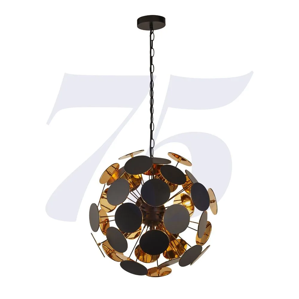 Searchlight Lighting 30744BG Discus 4 Light Black/gold Pendant