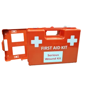 Serious Wound, Portable Trauma First Aid Kit, In Orange Wall Mountable, First Aid Box