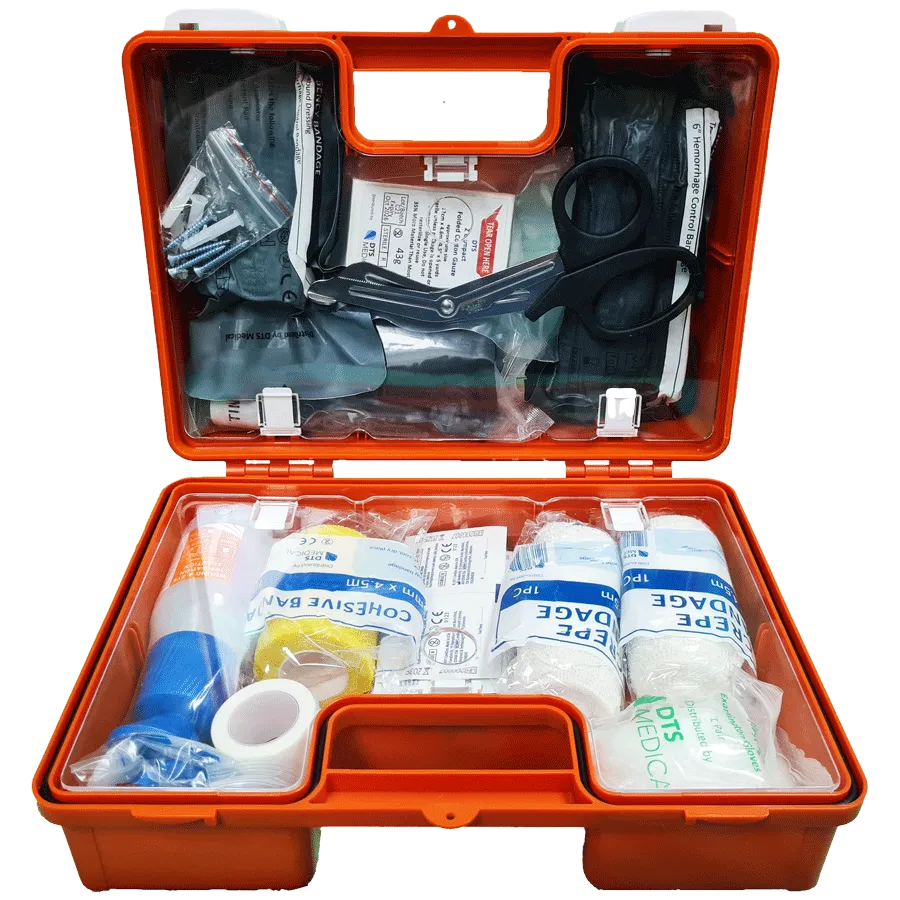 Serious Wound, Portable Trauma First Aid Kit, In Orange Wall Mountable, First Aid Box