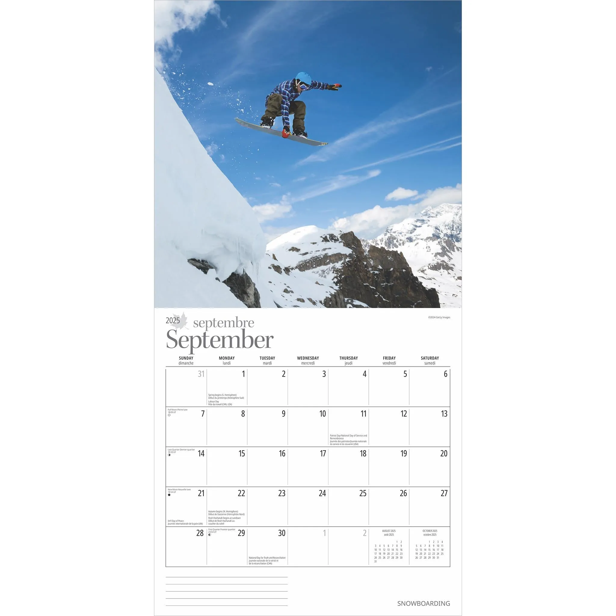 Snowboarding Wall 2025 Calendar