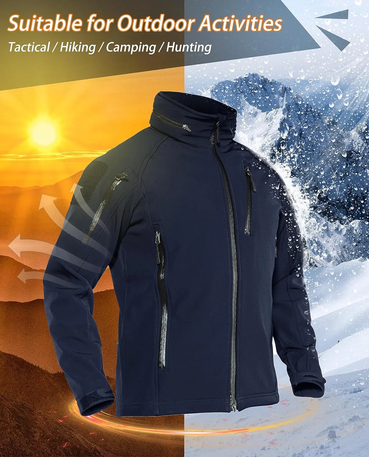 TACVASEN Men's Special Ops Military Jacket Water Resistant Windproof Tactical Winter Zip Up Rain Coat Hunting Outdoors