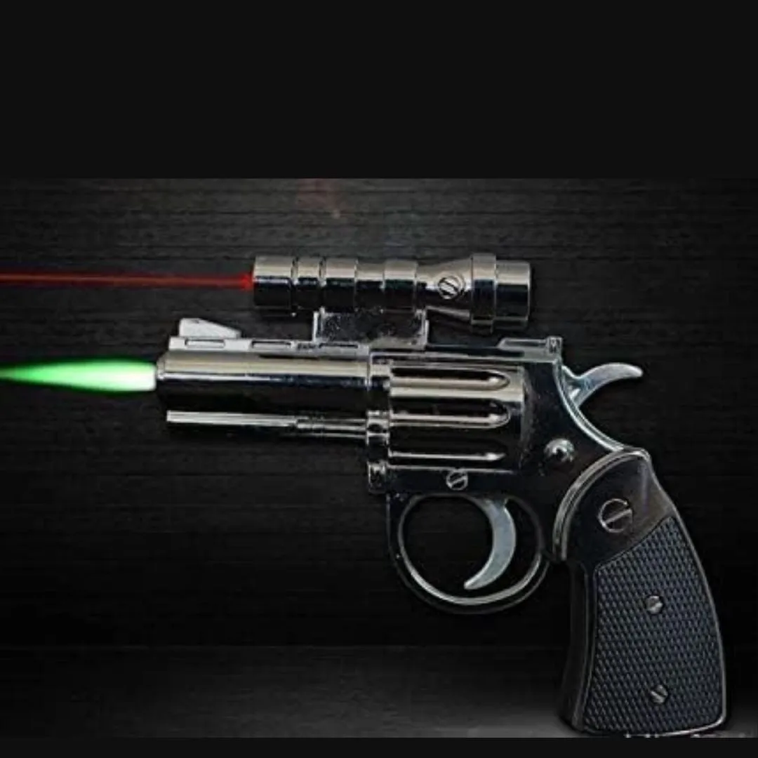 Unique Gun Lighter with Laser – 2 in 1 Butane Gas Lighter [Refillable]