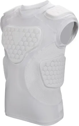 Youth Football Padded Shirt, Chest Rib Protector, Compression Padded Vest with 5-Pad for Sports Paintball Football Baseball Lacrosse