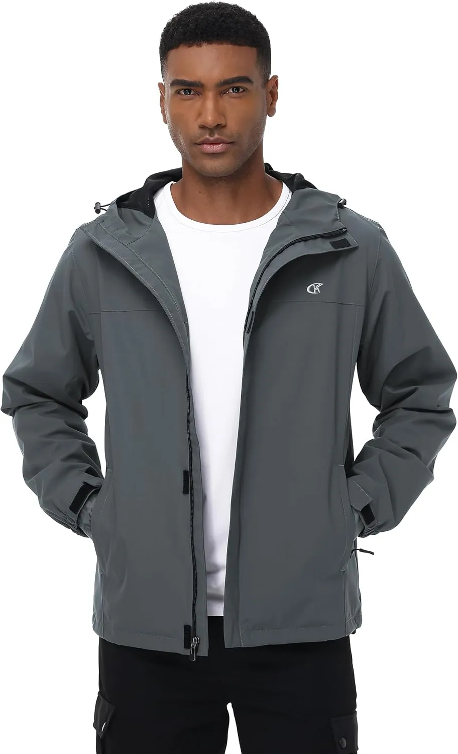 YuKaiChen Mens Rain Jacket Waterproof Hooded Windbreaker Jacket Lightweight Outdoor Hiking Shell Coat
