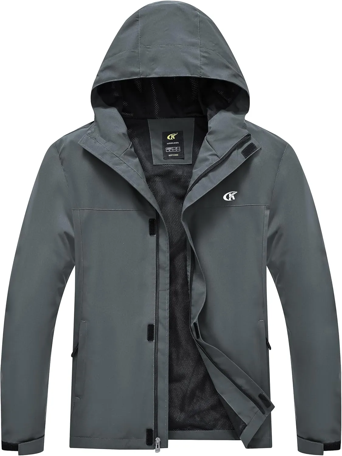 YuKaiChen Mens Rain Jacket Waterproof Hooded Windbreaker Jacket Lightweight Outdoor Hiking Shell Coat