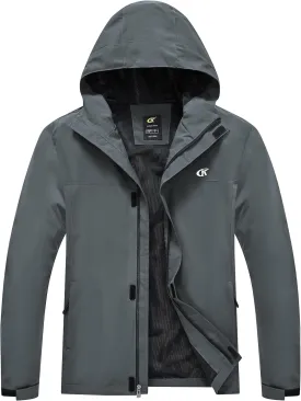 YuKaiChen Mens Rain Jacket Waterproof Hooded Windbreaker Jacket Lightweight Outdoor Hiking Shell Coat