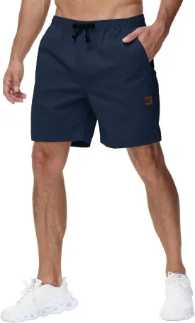 Yundobop Men's Casual 7 Inch Shorts Twill Drawstring Summer Beach Stretch Golf Shorts with Zipper Pockets